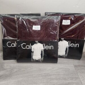 Vintage Calvin Klein Maroon Undershirts Size L Cotton Y2K 1999 Style U9078 Crew‎